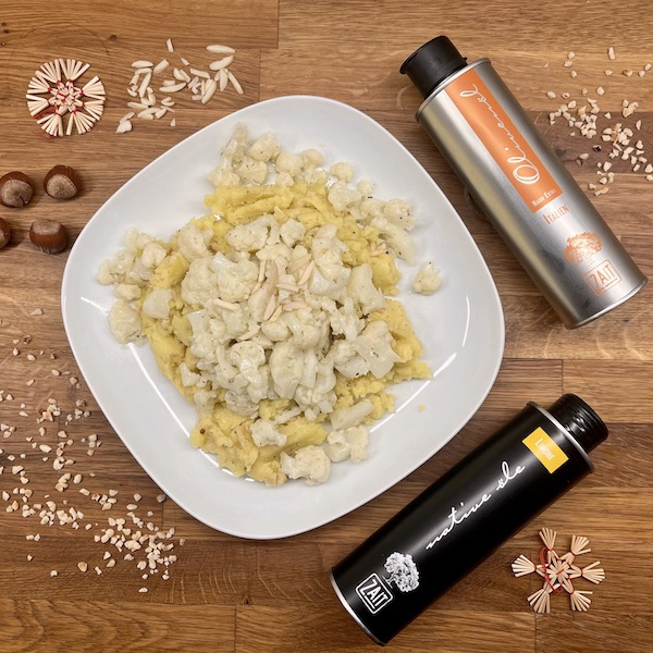 blumenkohl mit zait zitronenöl und mandel-kartoffelbrei