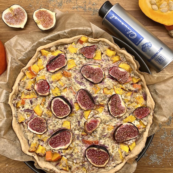 kuerbistarte mit zait olivenoel kreta