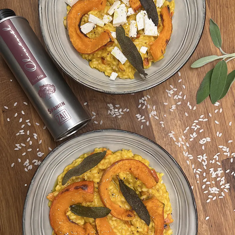 kuerbisrisotto mit zait olivenoel katalonien