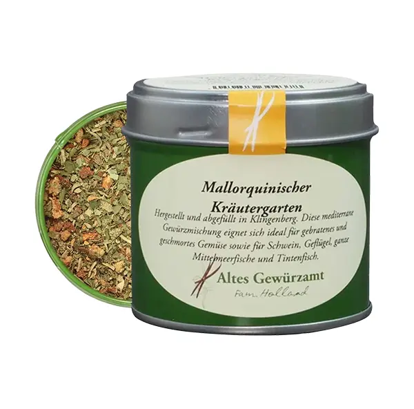Malloquinischer Kräutergarten, Dose mit Details