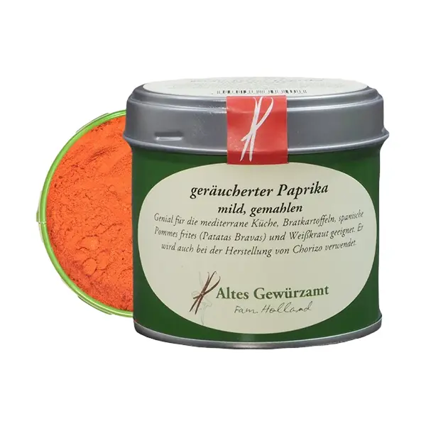 Paprika geräuchert, Dose mit Details