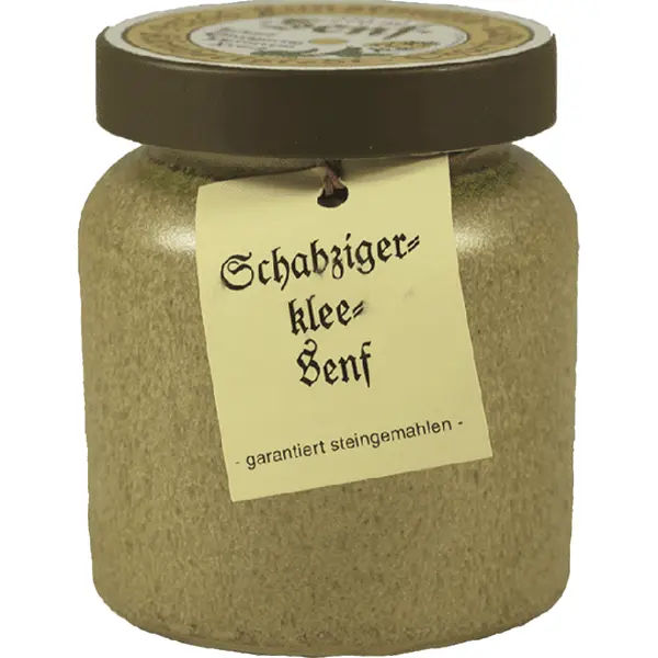 Schabzigerkleesenf im Tontopf