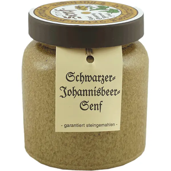Schwarzer Johannisbeersenf im Tontopf