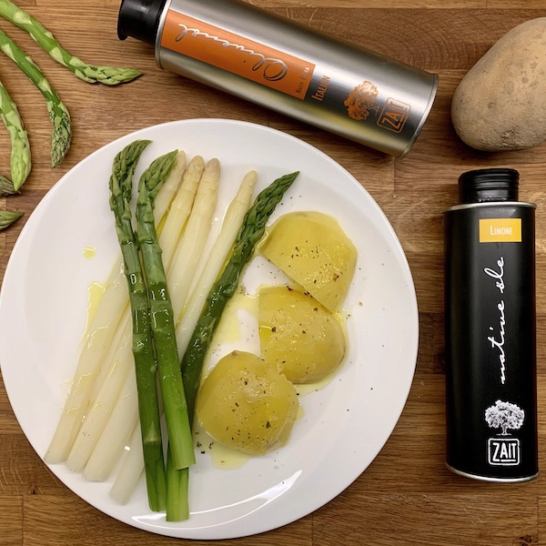 spargel mit zait zitronenoel und zait olivenoel sizilien