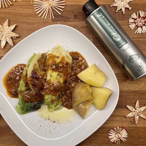 vegetarische kohlrouladen mit zait olivenoel apulien